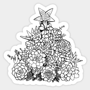 Succulent Christmas Tree ( Lineart ) Sticker